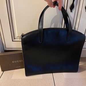 Authentic GUCCI vintage black patent leather bowler satchel bag